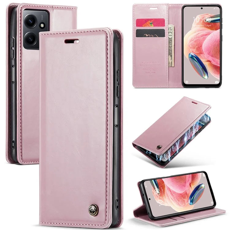 CASEME 003 Series For Xiaomi Redmi Note 12 4G Case Crazy Horse Texture Leather Phone Cover