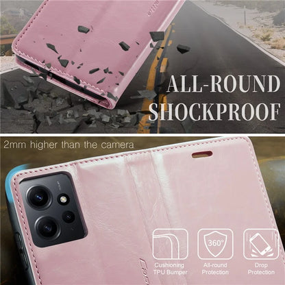 CASEME 003 Series For Xiaomi Redmi Note 12 4G Case Crazy Horse Texture Leather Phone Cover