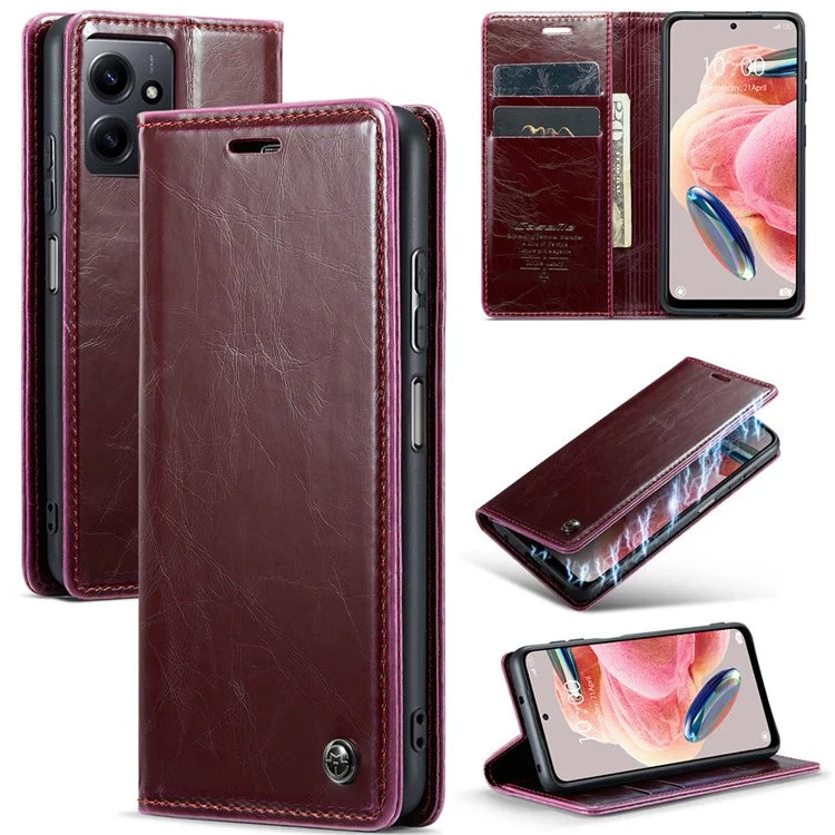 CASEME 003 Series For Xiaomi Redmi Note 12 4G Case Crazy Horse Texture Leather Phone Cover