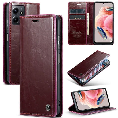 CASEME 003 Series For Xiaomi Redmi Note 12 4G Case Crazy Horse Texture Leather Phone Cover