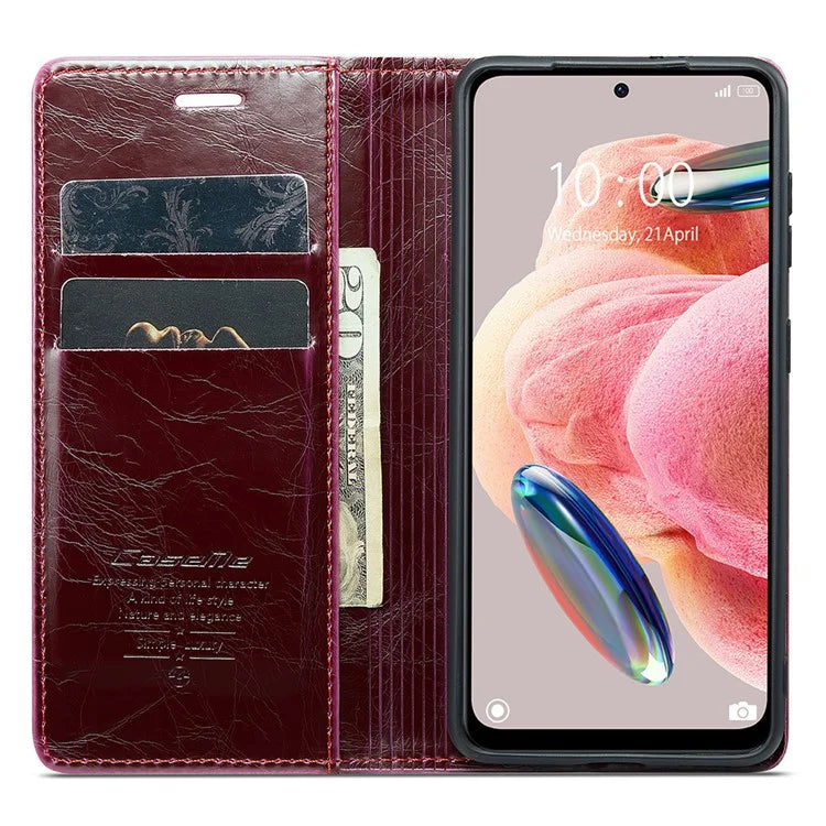 CASEME 003 Series For Xiaomi Redmi Note 12 4G Case Crazy Horse Texture Leather Phone Cover