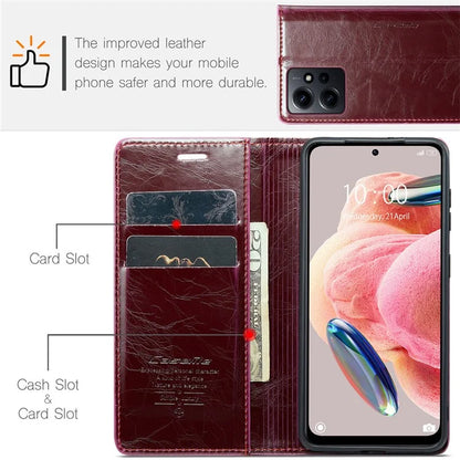 CASEME 003 Series For Xiaomi Redmi Note 12 4G Case Crazy Horse Texture Leather Phone Cover