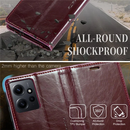 CASEME 003 Series For Xiaomi Redmi Note 12 4G Case Crazy Horse Texture Leather Phone Cover