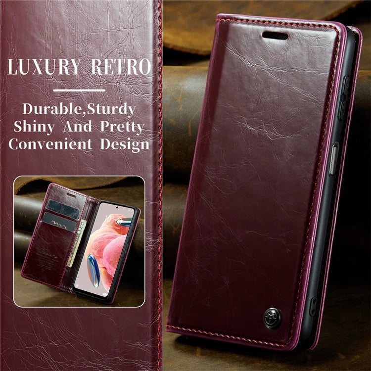 CASEME 003 Series For Xiaomi Redmi Note 12 4G Case Crazy Horse Texture Leather Phone Cover