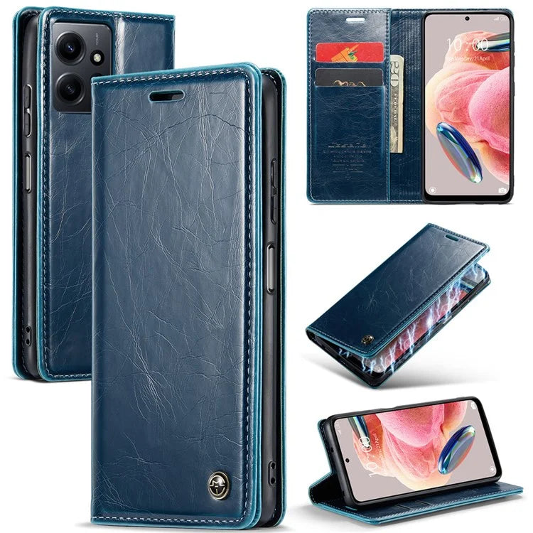 CASEME 003 Series For Xiaomi Redmi Note 12 4G Case Crazy Horse Texture Leather Phone Cover