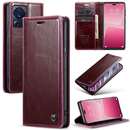 CASEME 003 Series For Xiaomi 13 Lite / Civi 2 5G Phone Case Crazy Horse Texture Leather Flip Cover