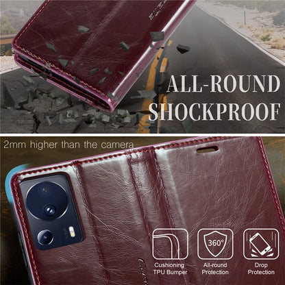 CASEME 003 Series For Xiaomi 13 Lite / Civi 2 5G Phone Case Crazy Horse Texture Leather Flip Cover