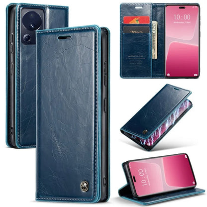CASEME 003 Series For Xiaomi 13 Lite / Civi 2 5G Phone Case Crazy Horse Texture Leather Flip Cover