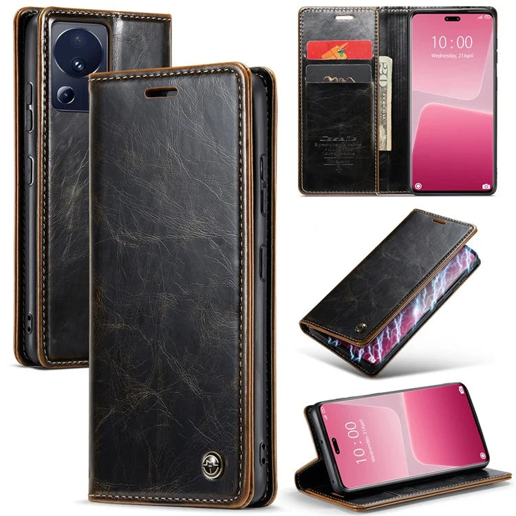 CASEME 003 Series For Xiaomi 13 Lite / Civi 2 5G Phone Case Crazy Horse Texture Leather Flip Cover
