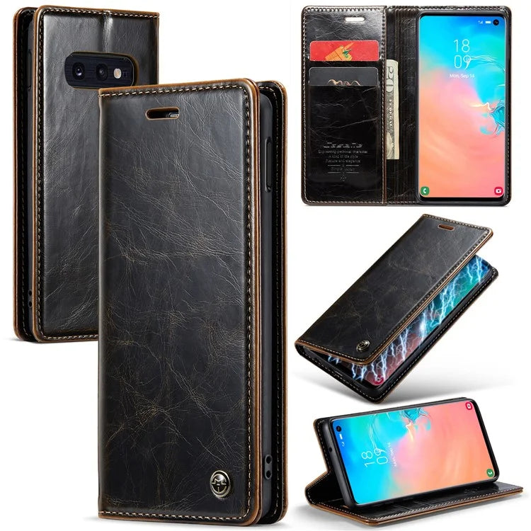 CASEME 003 Series For Samsung Galaxy S10e Case Leather Phone Cover Oil Wax Crazy Horse Texture