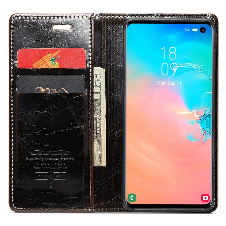 CASEME 003 Series For Samsung Galaxy S10e Case Leather Phone Cover Oil Wax Crazy Horse Texture
