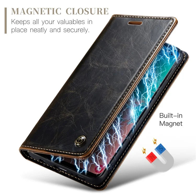 CASEME 003 Series For Samsung Galaxy S10e Case Leather Phone Cover Oil Wax Crazy Horse Texture