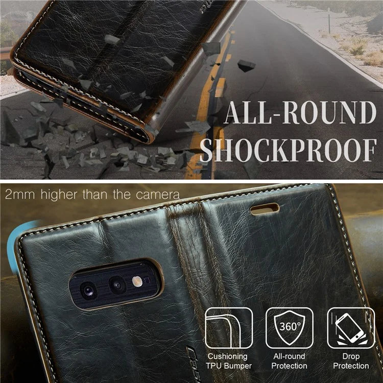 CASEME 003 Series For Samsung Galaxy S10e Case Leather Phone Cover Oil Wax Crazy Horse Texture