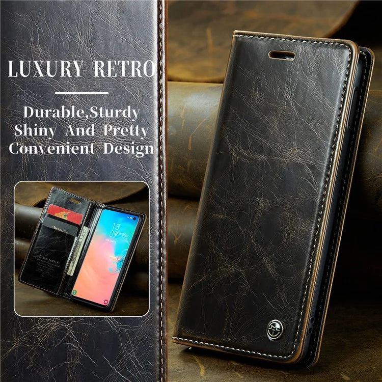CASEME 003 Series For Samsung Galaxy S10e Case Leather Phone Cover Oil Wax Crazy Horse Texture