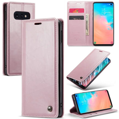 CASEME 003 Series For Samsung Galaxy S10e Case Leather Phone Cover Oil Wax Crazy Horse Texture