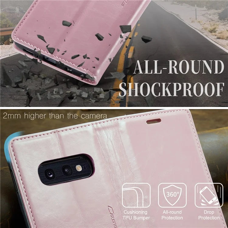 CASEME 003 Series For Samsung Galaxy S10e Case Leather Phone Cover Oil Wax Crazy Horse Texture