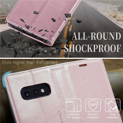 CASEME 003 Series For Samsung Galaxy S10e Case Leather Phone Cover Oil Wax Crazy Horse Texture