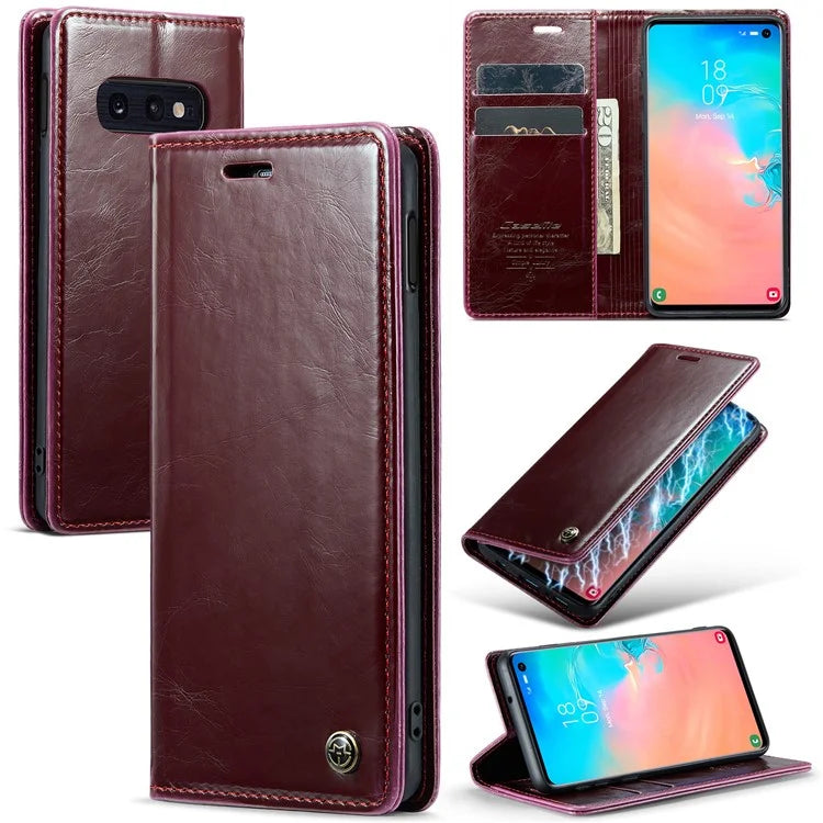 CASEME 003 Series For Samsung Galaxy S10e Case Leather Phone Cover Oil Wax Crazy Horse Texture