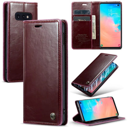 CASEME 003 Series For Samsung Galaxy S10e Case Leather Phone Cover Oil Wax Crazy Horse Texture