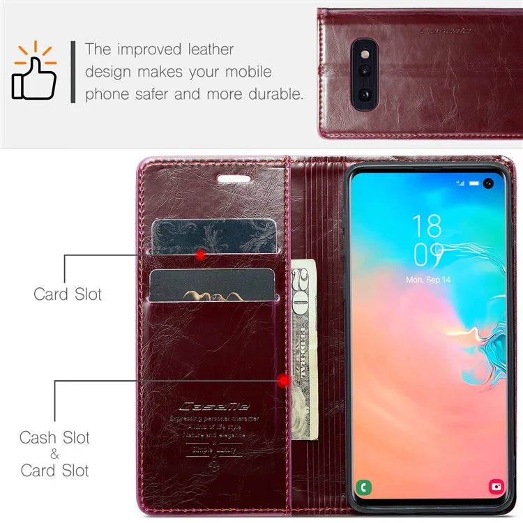 CASEME 003 Series For Samsung Galaxy S10e Case Leather Phone Cover Oil Wax Crazy Horse Texture
