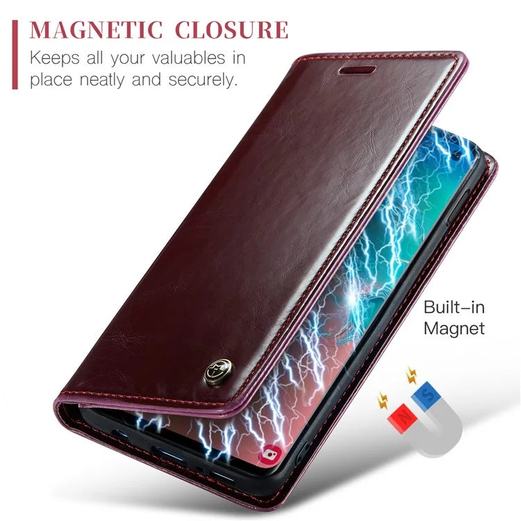 CASEME 003 Series For Samsung Galaxy S10e Case Leather Phone Cover Oil Wax Crazy Horse Texture