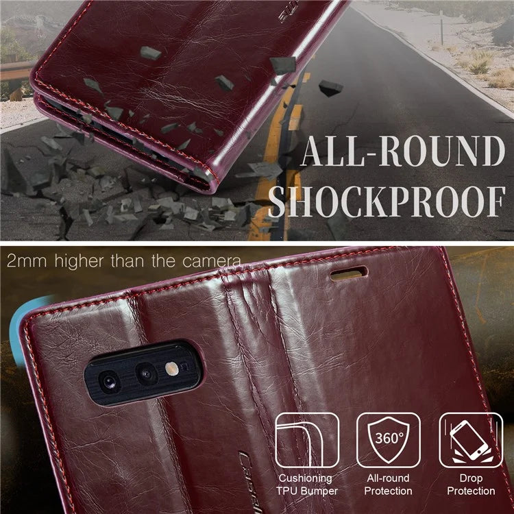 CASEME 003 Series For Samsung Galaxy S10e Case Leather Phone Cover Oil Wax Crazy Horse Texture