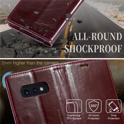 CASEME 003 Series For Samsung Galaxy S10e Case Leather Phone Cover Oil Wax Crazy Horse Texture