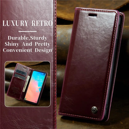 CASEME 003 Series For Samsung Galaxy S10e Case Leather Phone Cover Oil Wax Crazy Horse Texture