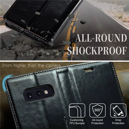 CASEME 003 Series For Samsung Galaxy S10e Case Leather Phone Cover Oil Wax Crazy Horse Texture