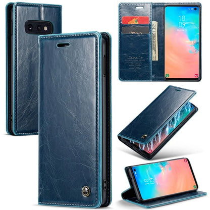 CASEME 003 Series For Samsung Galaxy S10e Case Leather Phone Cover Oil Wax Crazy Horse Texture