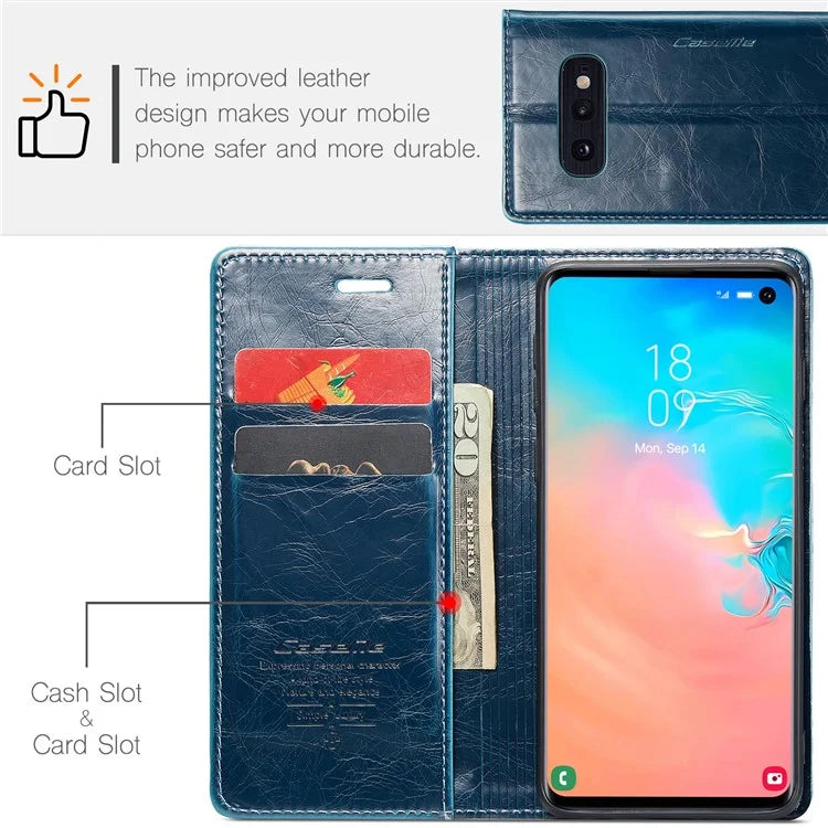CASEME 003 Series For Samsung Galaxy S10e Case Leather Phone Cover Oil Wax Crazy Horse Texture