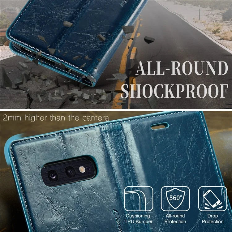 CASEME 003 Series For Samsung Galaxy S10e Case Leather Phone Cover Oil Wax Crazy Horse Texture