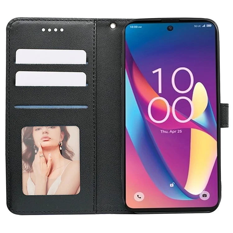 For TCL 50 XL 5G Case Cubic Grid Imprinted PU Leather Wallet Stand Phone Cover