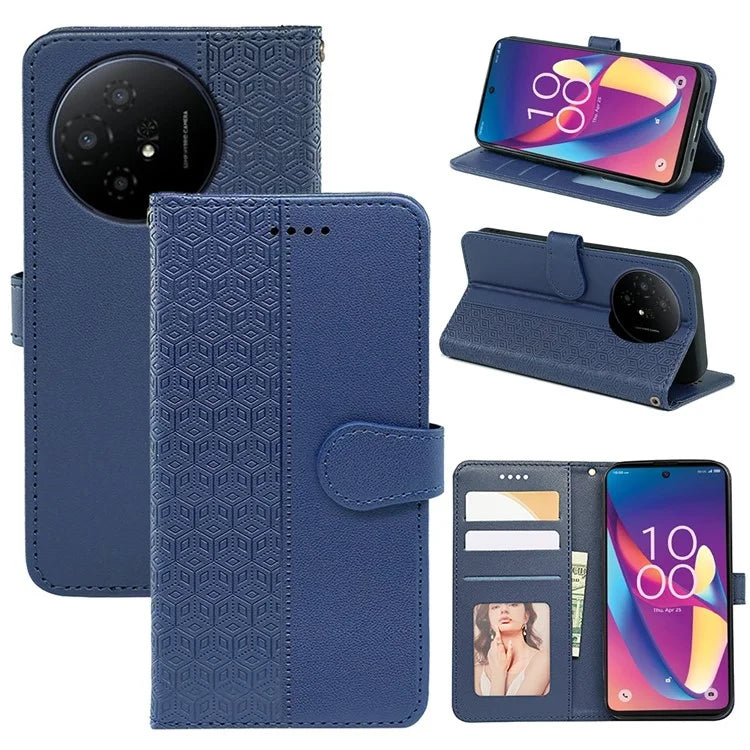 For TCL 50 XL 5G Case Cubic Grid Imprinted PU Leather Wallet Stand Phone Cover
