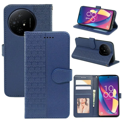 For TCL 50 XL 5G Case Cubic Grid Imprinted PU Leather Wallet Stand Phone Cover