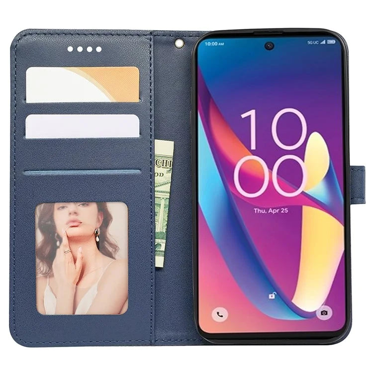 For TCL 50 XL 5G Case Cubic Grid Imprinted PU Leather Wallet Stand Phone Cover