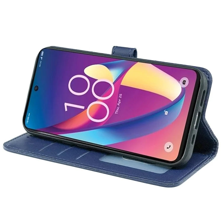 For TCL 50 XL 5G Case Cubic Grid Imprinted PU Leather Wallet Stand Phone Cover