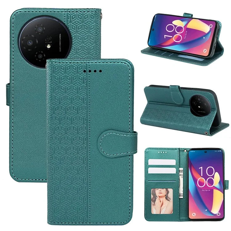 For TCL 50 XL 5G Case Cubic Grid Imprinted PU Leather Wallet Stand Phone Cover