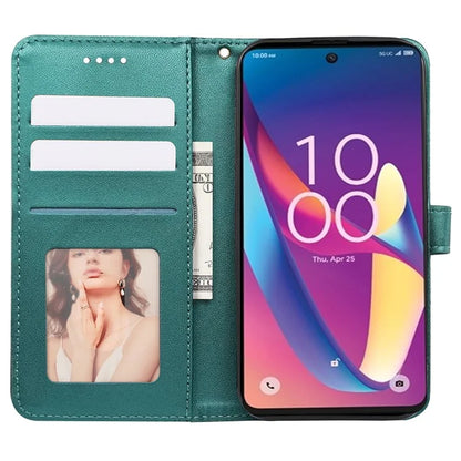 For TCL 50 XL 5G Case Cubic Grid Imprinted PU Leather Wallet Stand Phone Cover