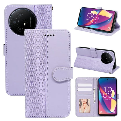 For TCL 50 XL 5G Case Cubic Grid Imprinted PU Leather Wallet Stand Phone Cover
