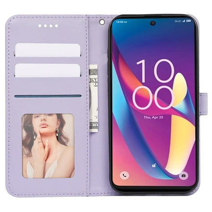 For TCL 50 XL 5G Case Cubic Grid Imprinted PU Leather Wallet Stand Phone Cover