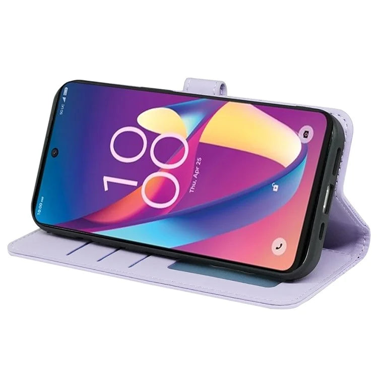 For TCL 50 XL 5G Case Cubic Grid Imprinted PU Leather Wallet Stand Phone Cover
