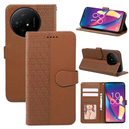 For TCL 50 XL 5G Case Cubic Grid Imprinted PU Leather Wallet Stand Phone Cover