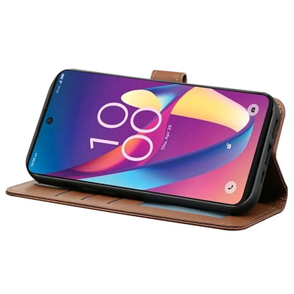 For TCL 50 XL 5G Case Cubic Grid Imprinted PU Leather Wallet Stand Phone Cover