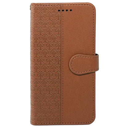 For TCL 50 XL 5G Case Cubic Grid Imprinted PU Leather Wallet Stand Phone Cover