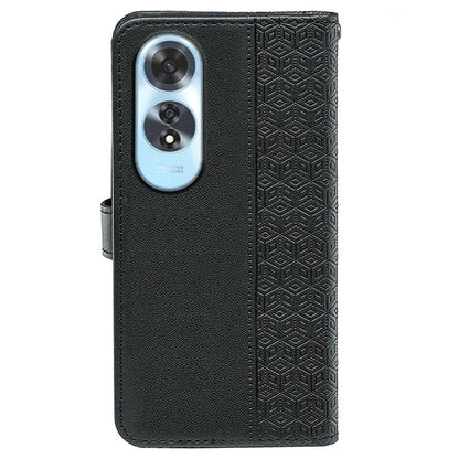 For Oppo A60 4G Case Cubic Grid Imprinted PU Leather Phone Cover Horizontal Flip