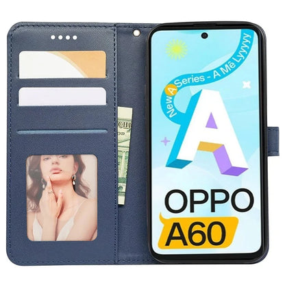 For Oppo A60 4G Case Cubic Grid Imprinted PU Leather Phone Cover Horizontal Flip