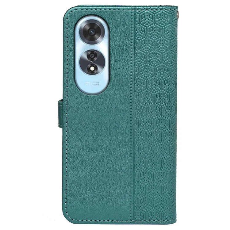 For Oppo A60 4G Case Cubic Grid Imprinted PU Leather Phone Cover Horizontal Flip