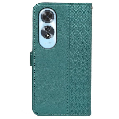For Oppo A60 4G Case Cubic Grid Imprinted PU Leather Phone Cover Horizontal Flip