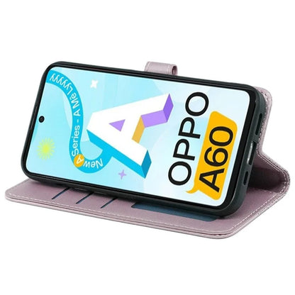 For Oppo A60 4G Case Cubic Grid Imprinted PU Leather Phone Cover Horizontal Flip